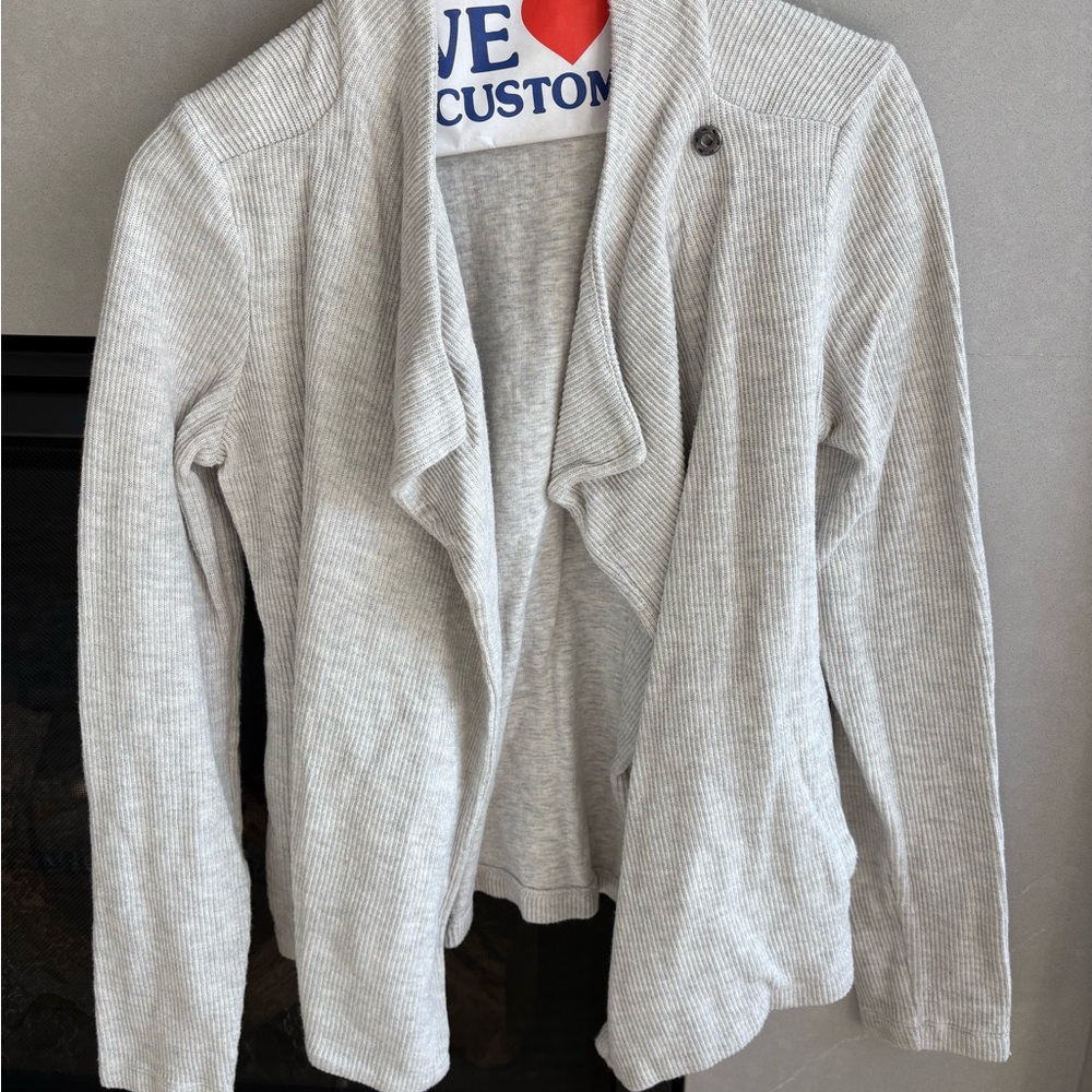 Lou & Grey Light Gray Open Front Cardigan